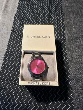 Michael Kors Silver Watch with Pink Dial